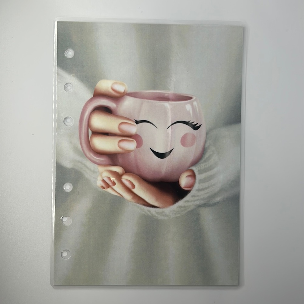 A6 - Fall Theme Picture Agenda Divider Dashboard (pink pumpkin mug)